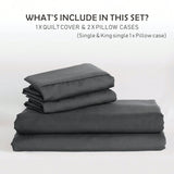 Hotel Soft Microfiber Duvet Cover Set-2000TC Quilt Cover Set & Pillowcases -1 Donna Cover Zipper Closure & 1 x Pillowcases-Breathable Bedding - Wrinkle, Fade, Stain Resistant(Dark gray,King)