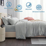 Hotel Soft Microfiber Duvet Cover Set-2000TC Quilt Cover Set & Pillowcases -1 Donna Cover Zipper Closure & 1 x Pillowcases-Breathable Bedding - Wrinkle, Fade, Stain Resistant(Silver-gray,King) In Australia - Darrahopens