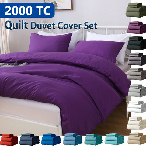 Hotel Soft Microfiber Duvet Cover Set-2000TC Quilt Cover Set & Pillowcases -1 Donna Cover Zipper Closure & 1 x Pillowcases-Breathable Bedding - Wrinkle, Fade, Stain Resistant(Purple,King) In Australia - Darrahopens