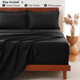 Hotel Soft Bed Sheet Set- Bedding Sheets & Pillowcases -Breathable Bedding - Wrinkle, Fade, Stain Resistant-Deep Pocket Flat Fitted Bed Sheet Set(Black,King)