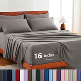 Hotel Soft Bed Sheet Set- Bedding Sheets & Pillowcases -Breathable Bedding - Wrinkle, Fade, Stain Resistant-Deep Pocket Flat Fitted Bed Sheet Set(Grey,King) In Australia - Darrahopens
