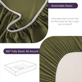 Hotel Soft Bed Sheet Set- Bedding Sheets & Pillowcases -Breathable Bedding - Wrinkle, Fade, Stain Resistant-Deep Pocket Flat Fitted Bed Sheet Set(Olive green,King)