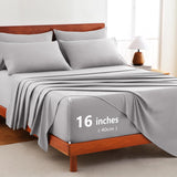 Hotel Soft Bed Sheet Set- Bedding Sheets & Pillowcases -Breathable Bedding - Wrinkle, Fade, Stain Resistant-Deep Pocket Flat Fitted Bed Sheet Set(Silver-gray,King)