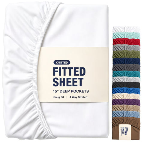 Hotel Quality Fitted Sheet - 1 Piece Fitted Sheet  -Breathable Bedding - Wrinkle, Fade, Stain Resistant- 16inch/40cm Deep Pocket Fitted Bed Sheet-Wrinkle and Fade Resistant,(White,King) In Australia - Darrahopens