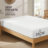 Hotel Quality Fitted Sheet - 1 Piece Fitted Sheet  -Breathable Bedding - Wrinkle, Fade, Stain Resistant- 16inch/40cm Deep Pocket Fitted Bed Sheet-Wrinkle and Fade Resistant,(White,King) In Australia - Darrahopens