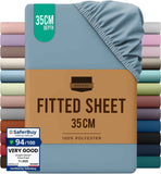 Hotel Quality Fitted Sheet - 1 Piece Fitted Sheet  -Breathable Bedding - Wrinkle, Fade, Stain Resistant- 16inch/40cm Deep Pocket Fitted Bed Sheet-Wrinkle and Fade Resistant,(Ocean,King) In Australia - Darrahopens