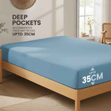 Hotel Quality Fitted Sheet - 1 Piece Fitted Sheet  -Breathable Bedding - Wrinkle, Fade, Stain Resistant- 16inch/40cm Deep Pocket Fitted Bed Sheet-Wrinkle and Fade Resistant,(Ocean,King) In Australia - Darrahopens