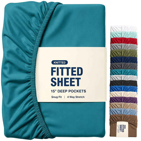 Hotel Quality Fitted Sheet - 1 Piece Fitted Sheet  -Breathable Bedding - Wrinkle, Fade, Stain Resistant- 16inch/40cm Deep Pocket Fitted Bed Sheet-Wrinkle and Fade Resistant,(Biscay blue,King) In Australia - Darrahopens