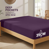 Hotel Quality Fitted Sheet - 1 Piece Fitted Sheet  -Breathable Bedding - Wrinkle, Fade, Stain Resistant- 16inch/40cm Deep Pocket Fitted Bed Sheet-Wrinkle and Fade Resistant,(Purple,King)