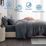 Hotel Soft Microfiber Duvet Cover Set-2000TC Quilt Cover Set & Pillowcases -1 Donna Cover Zipper Closure & 1 x Pillowcases-Breathable Bedding - Wrinkle, Fade, Stain Resistant(Dark gray,King Single) In Australia - Darrahopens