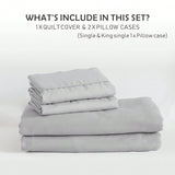 Hotel Soft Microfiber Duvet Cover Set-2000TC Quilt Cover Set & Pillowcases -1 Donna Cover Zipper Closure & 1 x Pillowcases-Breathable Bedding - Wrinkle, Fade, Stain Resistant(Silver-gray,King Single)
