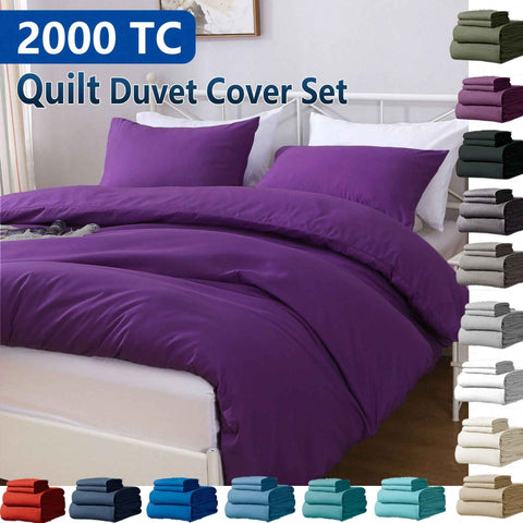 Hotel Soft Microfiber Duvet Cover Set-2000TC Quilt Cover Set & Pillowcases -1 Donna Cover Zipper Closure & 1 x Pillowcases-Breathable Bedding - Wrinkle, Fade, Stain Resistant(Purple,King Single) In Australia - Darrahopens