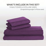Hotel Soft Microfiber Duvet Cover Set-2000TC Quilt Cover Set & Pillowcases -1 Donna Cover Zipper Closure & 1 x Pillowcases-Breathable Bedding - Wrinkle, Fade, Stain Resistant(Purple,King Single) In Australia - Darrahopens