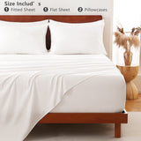Hotel Soft Bed Sheet Set- Bedding Sheets & Pillowcases -Breathable Bedding - Wrinkle, Fade, Stain Resistant-Deep Pocket Flat Fitted Bed Sheet Set(White,King Single) In Australia - Darrahopens
