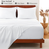 Hotel Soft Bed Sheet Set- Bedding Sheets & Pillowcases -Breathable Bedding - Wrinkle, Fade, Stain Resistant-Deep Pocket Flat Fitted Bed Sheet Set(Raw white,King Single)