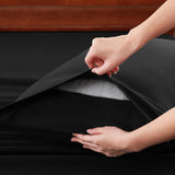 Hotel Soft Bed Sheet Set- Bedding Sheets & Pillowcases -Breathable Bedding - Wrinkle, Fade, Stain Resistant-Deep Pocket Flat Fitted Bed Sheet Set(Black,King Single)