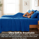 Hotel Soft Bed Sheet Set- Bedding Sheets & Pillowcases -Breathable Bedding - Wrinkle, Fade, Stain Resistant-Deep Pocket Flat Fitted Bed Sheet Set(Royal blue,King Single) In Australia - Darrahopens