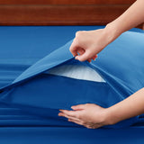 Hotel Soft Bed Sheet Set- Bedding Sheets & Pillowcases -Breathable Bedding - Wrinkle, Fade, Stain Resistant-Deep Pocket Flat Fitted Bed Sheet Set(Royal blue,King Single) In Australia - Darrahopens