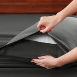 Hotel Soft Bed Sheet Set- Bedding Sheets & Pillowcases -Breathable Bedding - Wrinkle, Fade, Stain Resistant-Deep Pocket Flat Fitted Bed Sheet Set(Dark gray,King Single)