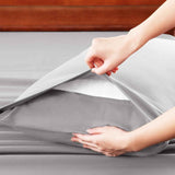 Hotel Soft Bed Sheet Set- Bedding Sheets & Pillowcases -Breathable Bedding - Wrinkle, Fade, Stain Resistant-Deep Pocket Flat Fitted Bed Sheet Set(Silver-gray,King Single) In Australia - Darrahopens