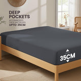 Hotel Quality Fitted Sheet - 1 Piece Fitted Sheet  -Breathable Bedding - Wrinkle, Fade, Stain Resistant- 16inch/40cm Deep Pocket Fitted Bed Sheet-Wrinkle and Fade Resistant,(Dark gray,King Single) In Australia - Darrahopens