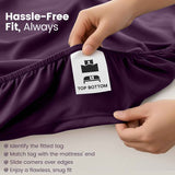 Hotel Quality Fitted Sheet - 1 Piece Fitted Sheet  -Breathable Bedding - Wrinkle, Fade, Stain Resistant- 16inch/40cm Deep Pocket Fitted Bed Sheet-Wrinkle and Fade Resistant,(Purple,King Single) In Australia - Darrahopens