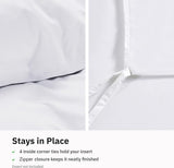 Hotel Soft Microfiber Duvet Cover Set-2000TC Quilt Cover Set & Pillowcases -1 Donna Cover Zipper Closure & 1 x Pillowcases-Breathable Bedding - Wrinkle, Fade, Stain Resistant(White,Queen)