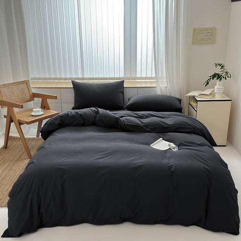 Hotel Soft Microfiber Duvet Cover Set-2000TC Quilt Cover Set & Pillowcases -1 Donna Cover Zipper Closure & 1 x Pillowcases-Breathable Bedding - Wrinkle, Fade, Stain Resistant(Black,Queen) In Australia - Darrahopens