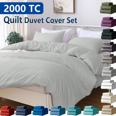 Hotel Soft Microfiber Duvet Cover Set-2000TC Quilt Cover Set & Pillowcases -1 Donna Cover Zipper Closure & 1 x Pillowcases-Breathable Bedding - Wrinkle, Fade, Stain Resistant(Silver-gray,Queen) In Australia - Darrahopens