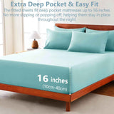 Hotel Soft Bed Sheet Set- Bedding Sheets & Pillowcases -Breathable Bedding - Wrinkle, Fade, Stain Resistant-Deep Pocket Flat Fitted Bed Sheet Set(Ice Blue,Queen) In Australia - Darrahopens