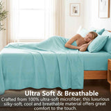 Hotel Soft Bed Sheet Set- Bedding Sheets & Pillowcases -Breathable Bedding - Wrinkle, Fade, Stain Resistant-Deep Pocket Flat Fitted Bed Sheet Set(Ice Blue,Queen) In Australia - Darrahopens