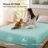 Hotel Soft Bed Sheet Set- Bedding Sheets & Pillowcases -Breathable Bedding - Wrinkle, Fade, Stain Resistant-Deep Pocket Flat Fitted Bed Sheet Set(Ice Blue,Queen) In Australia - Darrahopens