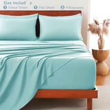 Hotel Soft Bed Sheet Set- Bedding Sheets & Pillowcases -Breathable Bedding - Wrinkle, Fade, Stain Resistant-Deep Pocket Flat Fitted Bed Sheet Set(Ice Blue,Queen) In Australia - Darrahopens