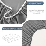Hotel Soft Bed Sheet Set- Bedding Sheets & Pillowcases -Breathable Bedding - Wrinkle, Fade, Stain Resistant-Deep Pocket Flat Fitted Bed Sheet Set(Grey,Queen) In Australia - Darrahopens