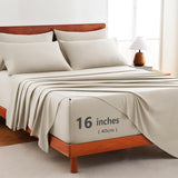 Hotel Soft Bed Sheet Set- Bedding Sheets & Pillowcases -Breathable Bedding - Wrinkle, Fade, Stain Resistant-Deep Pocket Flat Fitted Bed Sheet Set(Cream White,Queen) In Australia - Darrahopens