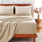 Hotel Soft Bed Sheet Set- Bedding Sheets & Pillowcases -Breathable Bedding - Wrinkle, Fade, Stain Resistant-Deep Pocket Flat Fitted Bed Sheet Set(Camel Beige,Queen) In Australia - Darrahopens