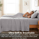 Hotel Soft Bed Sheet Set- Bedding Sheets & Pillowcases -Breathable Bedding - Wrinkle, Fade, Stain Resistant-Deep Pocket Flat Fitted Bed Sheet Set(Silver-gray,Queen) In Australia - Darrahopens