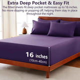 Hotel Soft Bed Sheet Set- Bedding Sheets & Pillowcases -Breathable Bedding - Wrinkle, Fade, Stain Resistant-Deep Pocket Flat Fitted Bed Sheet Set(Purple,Queen) In Australia - Darrahopens