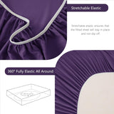 Hotel Soft Bed Sheet Set- Bedding Sheets & Pillowcases -Breathable Bedding - Wrinkle, Fade, Stain Resistant-Deep Pocket Flat Fitted Bed Sheet Set(Purple,Queen)