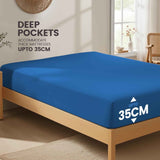 Hotel Quality Fitted Sheet - 1 Piece Fitted Sheet  -Breathable Bedding - Wrinkle, Fade, Stain Resistant- 16inch/40cm Deep Pocket Fitted Bed Sheet-Wrinkle and Fade Resistant,(Royal blue,Queen) In Australia - Darrahopens