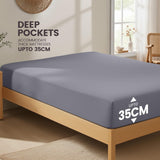 Hotel Quality Fitted Sheet - 1 Piece Fitted Sheet  -Breathable Bedding - Wrinkle, Fade, Stain Resistant- 16inch/40cm Deep Pocket Fitted Bed Sheet-Wrinkle and Fade Resistant,(Grey,Queen) In Australia - Darrahopens