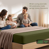 Hotel Quality Fitted Sheet - 1 Piece Fitted Sheet  -Breathable Bedding - Wrinkle, Fade, Stain Resistant- 16inch/40cm Deep Pocket Fitted Bed Sheet-Wrinkle and Fade Resistant,(Olive green,Queen) In Australia - Darrahopens