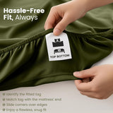 Hotel Quality Fitted Sheet - 1 Piece Fitted Sheet  -Breathable Bedding - Wrinkle, Fade, Stain Resistant- 16inch/40cm Deep Pocket Fitted Bed Sheet-Wrinkle and Fade Resistant,(Olive green,Queen)