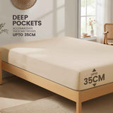 Hotel Quality Fitted Sheet - 1 Piece Fitted Sheet  -Breathable Bedding - Wrinkle, Fade, Stain Resistant- 16inch/40cm Deep Pocket Fitted Bed Sheet-Wrinkle and Fade Resistant,(Cream White,Queen) In Australia - Darrahopens
