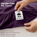 Hotel Quality Fitted Sheet - 1 Piece Fitted Sheet  -Breathable Bedding - Wrinkle, Fade, Stain Resistant- 16inch/40cm Deep Pocket Fitted Bed Sheet-Wrinkle and Fade Resistant,(Purple,Queen) In Australia - Darrahopens