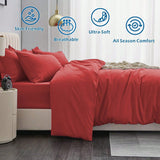 Hotel Soft Microfiber Duvet Cover Set-2000TC Quilt Cover Set & Pillowcases -1 Donna Cover Zipper Closure & 1 x Pillowcases-Breathable Bedding - Wrinkle, Fade, Stain Resistant(Red,Single) In Australia - Darrahopens