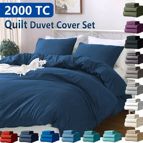 Hotel Soft Microfiber Duvet Cover Set-2000TC Quilt Cover Set & Pillowcases -1 Donna Cover Zipper Closure & 1 x Pillowcases-Breathable Bedding - Wrinkle, Fade, Stain Resistant(Navy,Single) In Australia - Darrahopens