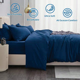 Hotel Soft Microfiber Duvet Cover Set-2000TC Quilt Cover Set & Pillowcases -1 Donna Cover Zipper Closure & 1 x Pillowcases-Breathable Bedding - Wrinkle, Fade, Stain Resistant(Navy,Single) In Australia - Darrahopens
