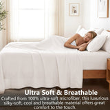 Hotel Soft Bed Sheet Set- Bedding Sheets & Pillowcases -Breathable Bedding - Wrinkle, Fade, Stain Resistant-Deep Pocket Flat Fitted Bed Sheet Set(White,Single) In Australia - Darrahopens
