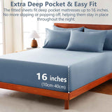 Hotel Soft Bed Sheet Set- Bedding Sheets & Pillowcases -Breathable Bedding - Wrinkle, Fade, Stain Resistant-Deep Pocket Flat Fitted Bed Sheet Set(Ocean,Single) In Australia - Darrahopens